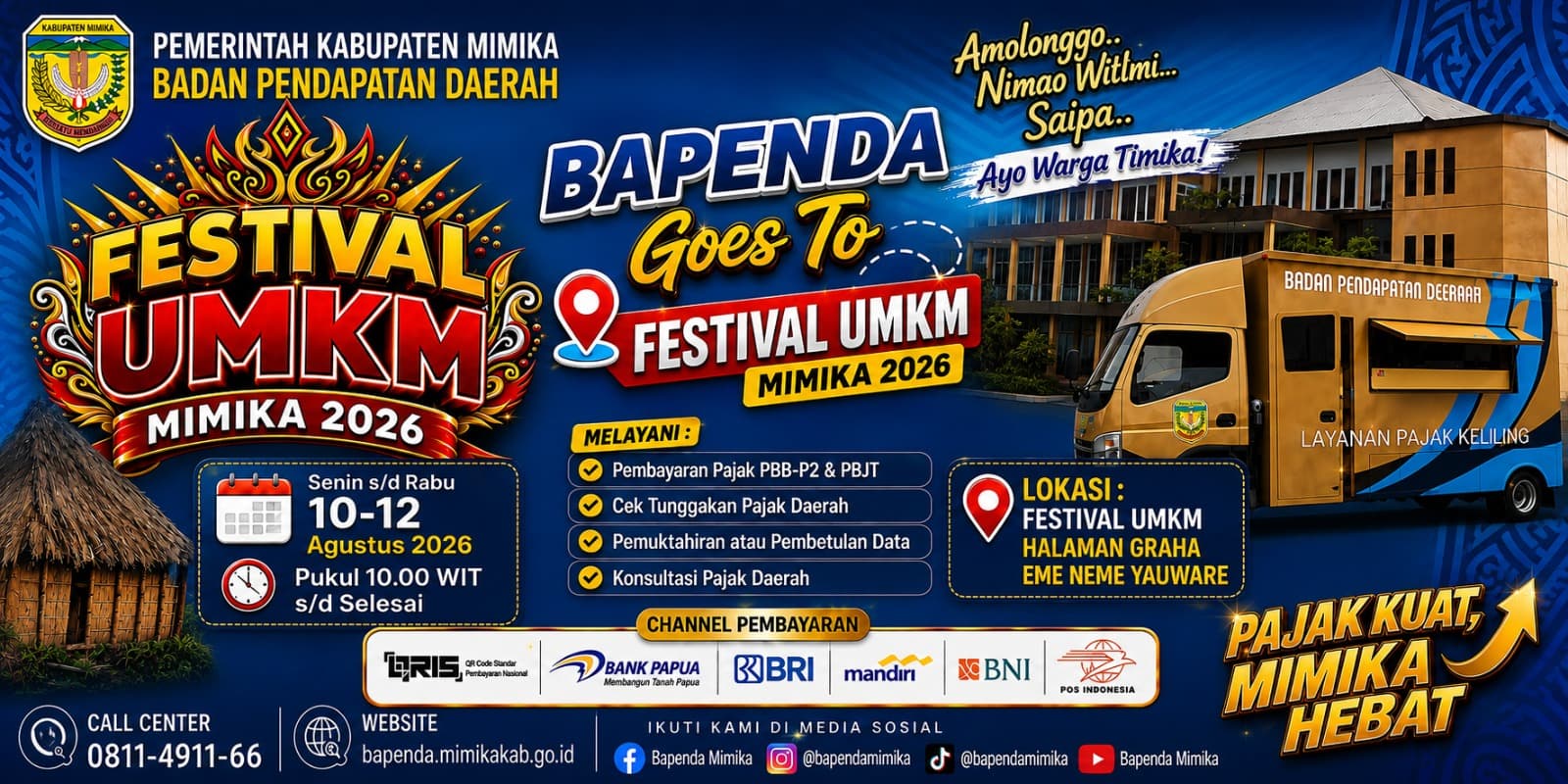 Bapenda Mimika Hadir di Festival UMKM Mimika 2026, Layani Pembayaran dan Konsultasi Pajak