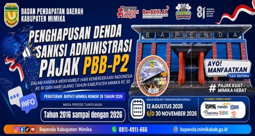 Sambut HUT ke-81 RI, Bapenda Mimika Hapus Sanksi Administratif PBB-P2