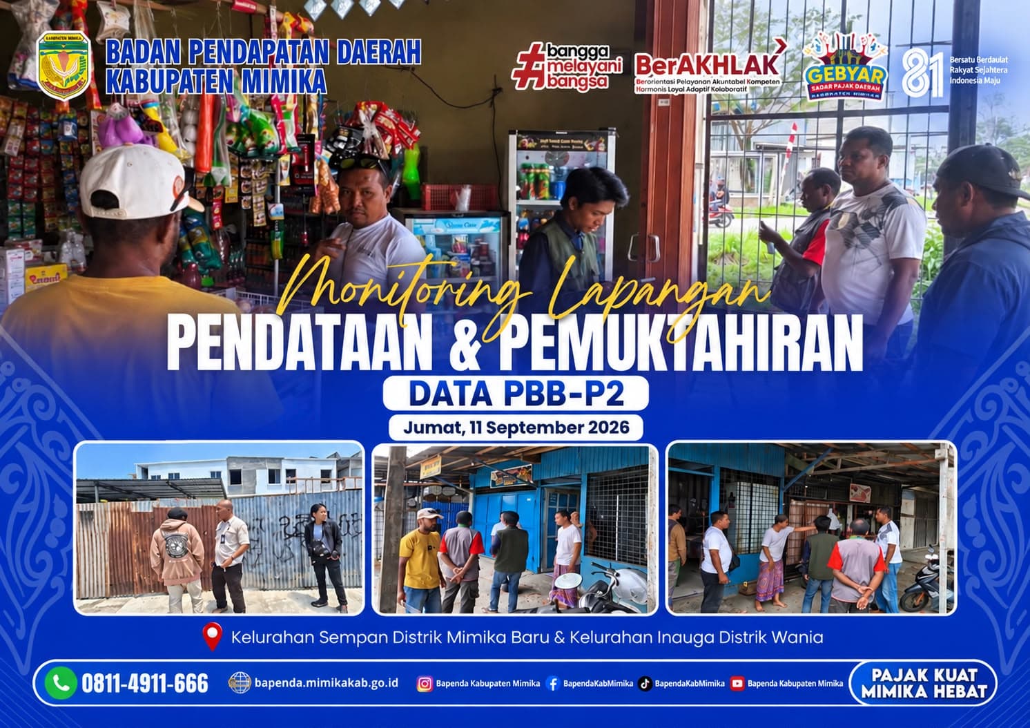 Bapenda Mimika Perkuat Data PBB-P2, Monitoring Lapangan Berlangsung Lebih dari Sebulan